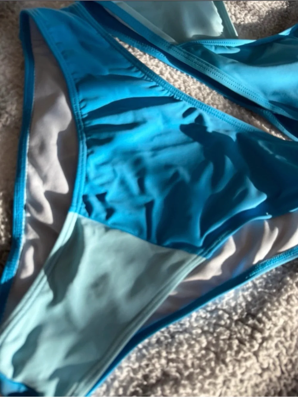 Two-Tone Blue Women's Bikini Set - Teal & Aqua size small